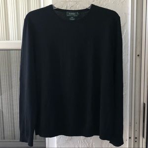 NEW RL BLACK CREW NECK LOGO SWEATER GREEN LABEL XL